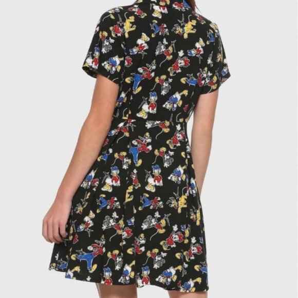 Disney Mickey & Friends Sensational 6 Collared Button Front Flowy Dress NWT M - Picture 2 of 2